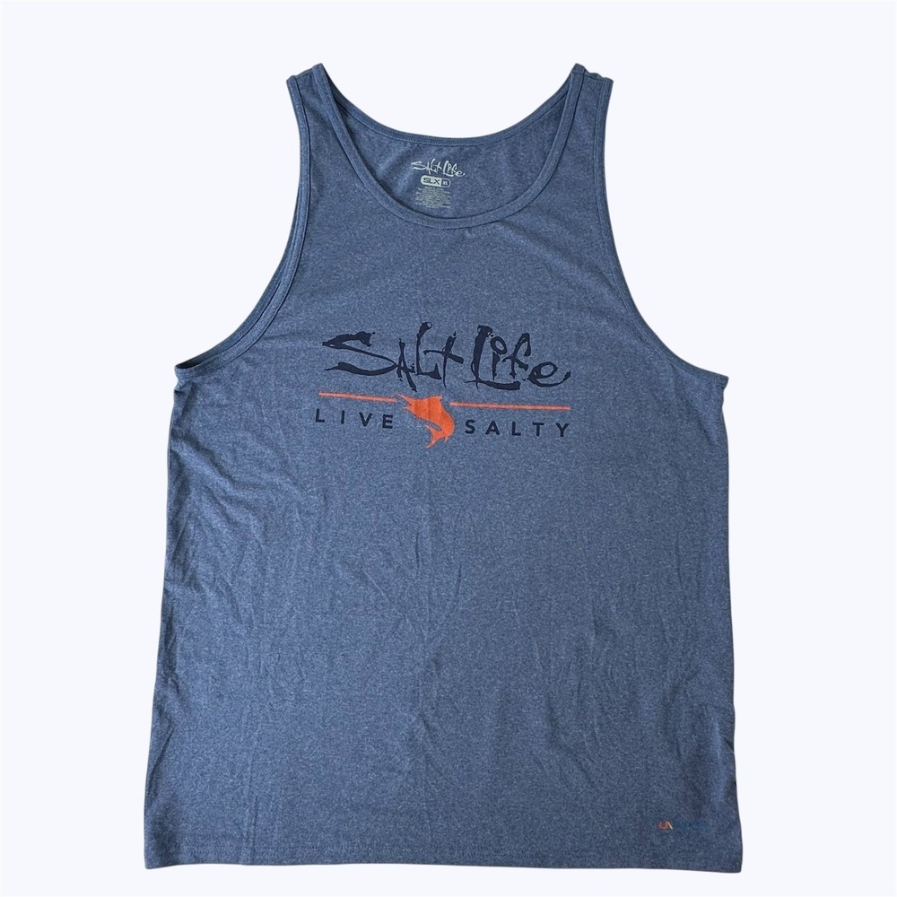 Salt Life SLX UVapor Tank Top Blue Live Salty Marlin Performance Beach Mens XL